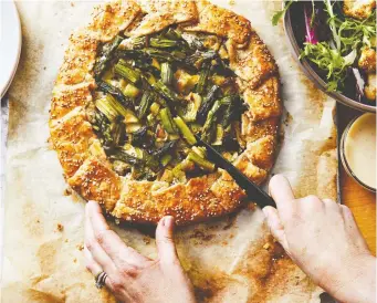  ?? PHOTOS: EVA KOLENKO ?? Julie Tanous uses asparagus in this galette, but says similar vegetables work beautifull­y.