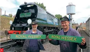  ?? ?? 1: Bulleid Battle of Britain Pacific No. 34072 257 Squadron with Swanage Railway driver Toby Roberts (right) and fireman Martin Sheret carrying the headboards for the heritage line’s new version of the ‘Royal Wessex.’
2: The exterior of Maunsell coach No. 1381 at Swanage. 3: M7 0-4-4T No. 30108 takes the Swanage portion of the ‘Royal Wessex’ from Wareham in July 1960.
ALL PICS  ANDREW P M WRIGHT COLLECTION
1