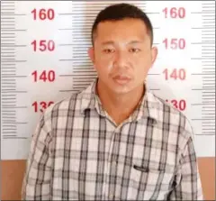  ?? POLICE ?? The suspect, Men Vimol, 34, was arrested on May 6 in neighbouri­ng Battambang province after he allegedly killed his 56-year-old girlfriend in a rented room in Siem Reap town’s Siem Reap commune before fleeing there.