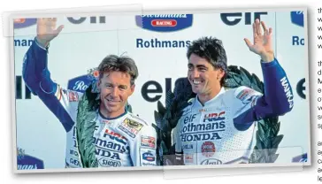  ??  ?? Handing over. In 1991 Honda fielded the ageing Wayne Gardner and the rising Mick Doohan.