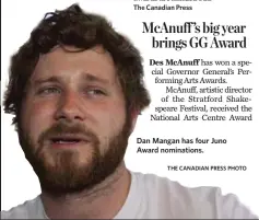  ?? THE CANADIAN PRESS PHOTO ?? Dan Mangan has four Juno Award nomination­s.