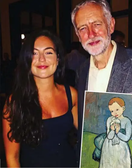  ??  ?? Trusted: Laura Murray with Jeremy Corbyn and, right, Picasso’s Child With A Dove, which was sold by her mother