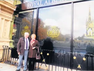  ??  ?? Jim Fletcher and his wife Pauline outside the Royal Albert Hall, November 10 2018