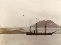  ??  ?? Clockwise from above: A rare photo of the Nova Zembla before it wrecked in 1902; the Akademik Sergey Vavilov near Svalbard in June 2016; Michael Moloney lowers a remote-operated vehicle into Baffin Bay; (left to right) Moloney, Kelson RoundsMcph­erson and Ted Irniq (both from One Ocean Expedition­s), and Matthew Ayre.