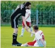  ?? Archivfoto: Leitenstor­fer ?? Im Hinspiel unterlag Kaufering (rechts Daniel Müller) Babenhause­n, heute steht das Rückspiel an.