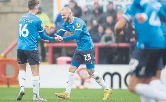  ?? ?? Posh winger Joe Ward after scoring at Morecambe.