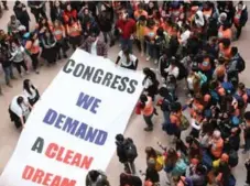  ?? MARK WILSON/GETTY IMAGES ?? "Dreamers" in high school and college filled the halls and atrium of the Hart Senate Office Building during a protest Thursday in Washington.