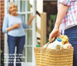  ??  ?? Près de 88 % des 18-24 ans sont prêts à consacrer du temps à un senior.