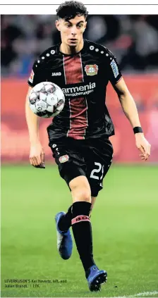  ?? | EPA ?? LEVERKUSEN’S Kai Havertz, left, and Julian Brandt.