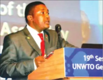  ??  ?? Dr Mzembi was the face of the 19th Session of the UNWTO General Assembly hosted jointly by Zimbabwe and Zambia in 2013