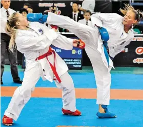  ?? BILD: SN/EWALD ROTH/KARATE AUSTRIA ?? Alisa Buchinger (r.) teilte in Tokio kräftig aus.