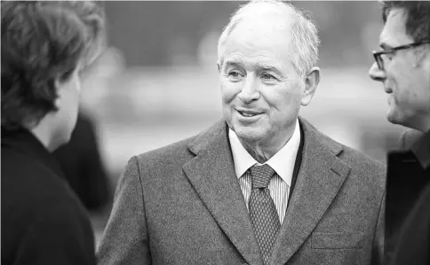  ??  ?? Schwarzman, co-founder and chief executive officer of Blackstone Group, speaks to members of the media following a Strategic and Policy Forum meeting with President Donald Trump at the White House in Washington on Feb 3. —WP-Bloomberg photo