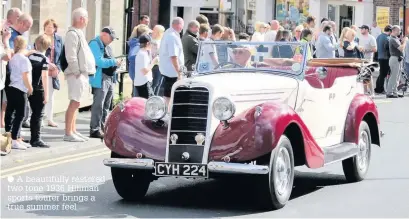  ?? A beautifull­y restored two tone 1936 Hillman sports tourer brings a true summer feel ??