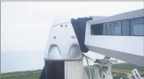  ?? Associated Press ?? An image from video made available by SpaceX shows the Crew Dragon capsule on Wednesday at the Kennedy Space Center in Cape Canaveral, Fla.