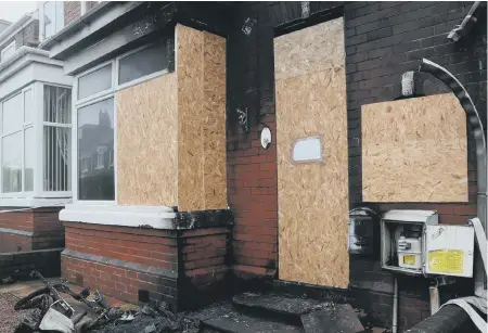  ??  ?? The damage to the house after the arson attack in Princess Road, Seaham.