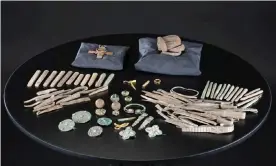 ??  ?? The Galloway Hoard, which includes more than 100 items, was acquired by National Museums Scotland in 2017. Photograph: National Museums Scotland/PA