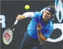  ?? ANTON VAGANOV/REUTERS ?? Milos Raonic defeated Kazakhstan's Alexander Bublik en route to the semifinals at last week's St. Petersburg Open. The Canadian, who is ranked No. 19 in the world, advanced to the quarters of the European Open in Antwerp, but has withdrawn due to an abdominal strain.