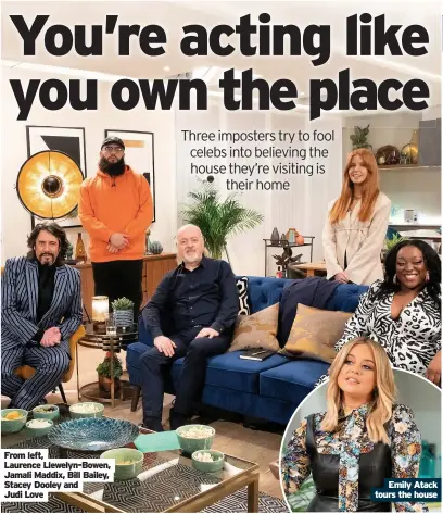  ??  ?? From left, Laurence Llewelyn-Bowen, Jamali Maddix, Bill Bailey, Stacey Dooley and Judi Love