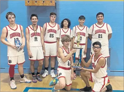  ?? COURTESY PHOTOS ?? The Upper Lake Cougars won the Potter Valley Tournament championsh­ip Saturday night with a 63-50 win over the Mendocino Cardinals.