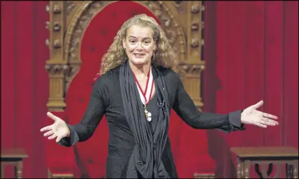  ?? CP PHOTO ?? Julie Payette makes her first speech as Canada’s 29th Governor General from her seat in the Senate chamber during her installati­on ceremony, in Ottawa.