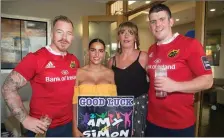  ?? Gavin Lyons, Michaela Lynch, Sheila Kelly and Simon Behan at Tralee RFC’s ‘Strictly Come Dancing’ at Ballyroe Heights Hotel. ??