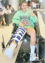  ?? PHOTOGRAPH COURTESY OF JOLINA DELA CRUZ/IG ?? JOLINA dela Cruz could miss the PVL’s season-opening tournament as she recovers from a right knee surgery.