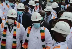  ?? ?? President Emmerson Mnangagwa during a tour of a RioZim plant recently