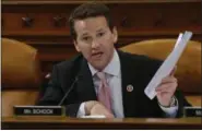  ?? CHARLES DHARAPAK — THE ASSOCIATED PRESS ?? In this May 17, 2013, file photo, Rep. Aaron Schock, R-Ill. speaks on Capitol Hill in Washington. A top aide to Schock resigned Thursday following published reports that he posted racially charged comments on social media. Benjamin Cole had served as...