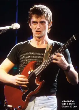  ??  ?? Mike Oldfield with a tasty Gibson SG Jnr