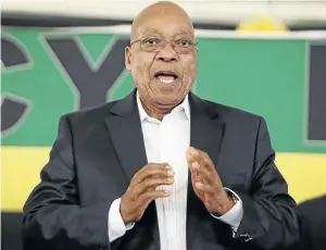  ?? / THULI DLAMNI ?? President Jacob Zuma at the ANC Youth League-organised “Cadres Forum” in uPhongolo, northern KZN, yesterday.