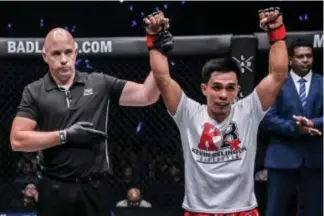  ?? One Championsh­ip photo ?? TITLE MATCH SOON. With three straight impressive victories on hand, is Kevin Belingon primed up for a rematch with tormentor and One Championsh­ip bantamweig­ht titlist Bibiano Fernandes?