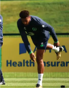  ??  ?? Needing a leg up: Martin O’Neill keeps an eye on his players during a training session in Abbotstown