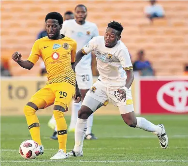  ?? / VELI NHLAPO ?? Kaizer Chiefs’ Siphelele Ntshangase weaves past Black Leopards’ Lifa Hlongwane during their Telkom Knockout clash at FNB Stadium yesterday.