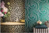  ?? Romo and Temperley London via AP ?? ■ This combinatio­n of wallpaper photos released by Romo and Temperley London shows a leopard print pattern, left, and a sea agate pattern. Wallpaper is back in a big way, decor experts say, and many make a statement through story or texture.