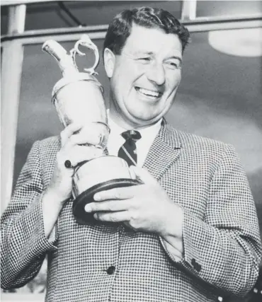  ??  ?? 0 Peter Thomson with the famous Claret Jug trophy after his 1965 victory at Royal Birkdale.