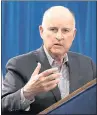  ?? THE ASSOCIATED PRESS ?? Gov. Jerry Brown and legislator­s, in enacting the law requiring anti-abortion centers to post abortion informatio­n, attempted to avoid the free speech issue by portraying it as a consumer protection measure.