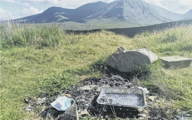  ??  ?? 0 Many of Scotland’s best-loved landscapes have seen unpreceden­ted levels of vandalism, littering and ‘dirty camping’