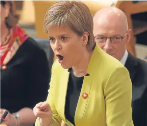  ?? Picture: Fraser Bremner. ?? First Minister Nicola Sturgeon at FMQs yesterday.