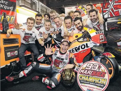  ?? FOTO: REPSONHOND­A/JAIME OLIVARES ?? Los últimos títulos de MotoGP, atados a la primera. El de 2016 fue en Motegi en su primer match-ball