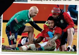  ?? ?? GROUNDED: Courtney Lawes is treated on the 2017 Lions tour of New Zealand