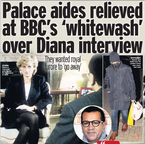  ??  ?? STORM Diana in interview with Bashir for Panorama in 1995
SPOTLIGHT Bashir last week near his London home and, inset, last year