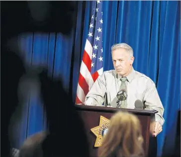  ?? Isaac Brekken For The Times ?? CLARK COUNTY SHERIFF Joe Lombardo at a news conference Monday in Las Vegas. One police tactical expert said the sheriff ’s new timeline “changes the whole perspectiv­e of the shooting.”