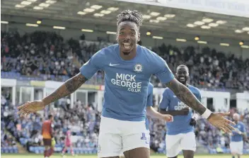  ??  ?? Ivan Toney celebrates another goal for Posh.