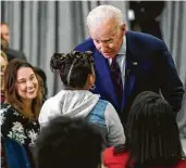 ?? Brett Coomer / Staff photograph­er ?? Joe Biden takes a question from Virmania Villalobos, 10, at a Houston town hall inMay 2019.