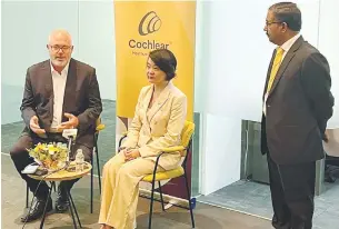  ?? ?? From left: Ayres, Zheng and Samuel at the press conference.