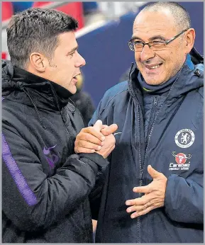  ??  ?? STRAIGHT TALKERS: Mauricio Pochettino (left) and Maurizio Sarri are two bosses who refreshing­ly tell it like it is in the current age of sporting spin