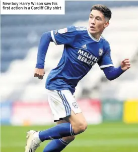  ??  ?? New boy Harry Wilson saw his first action in a Cardiff City shirt