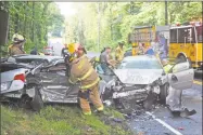  ??  ?? One patient was airlifted, and three more were transporte­d to hospitals following a motor vehicle accident July 15 on Killingwor­th Road near the Washburn Hill area, according to the Haddam Volunteer Fire Co.