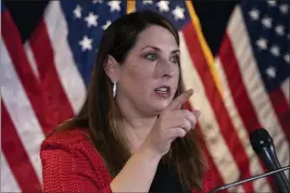  ?? ALEX BRANDON — THE ASSOCIATED PRESS ?? Republican National Committee Chairwoman Ronna McDaniel speaks during a news conference in Washington.