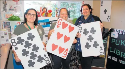  ??  ?? Getting ready for Te Puke Toy Library’s Casino Night — from left, Hayley Crawford, Diana Treadgold and president Monique Lints.